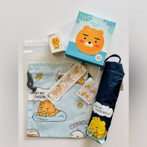 Kakao Friends Lot Ryan Lion Bear Umbrella Bag Pouch Cup Mascot Beach Ball
